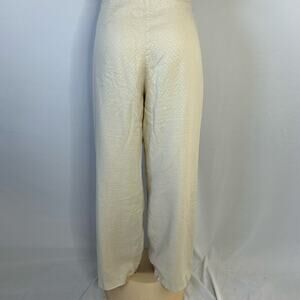 Soft Surroundings Ivory Linen Blend Wide Leg Pants Women 6 Hook Zip Career